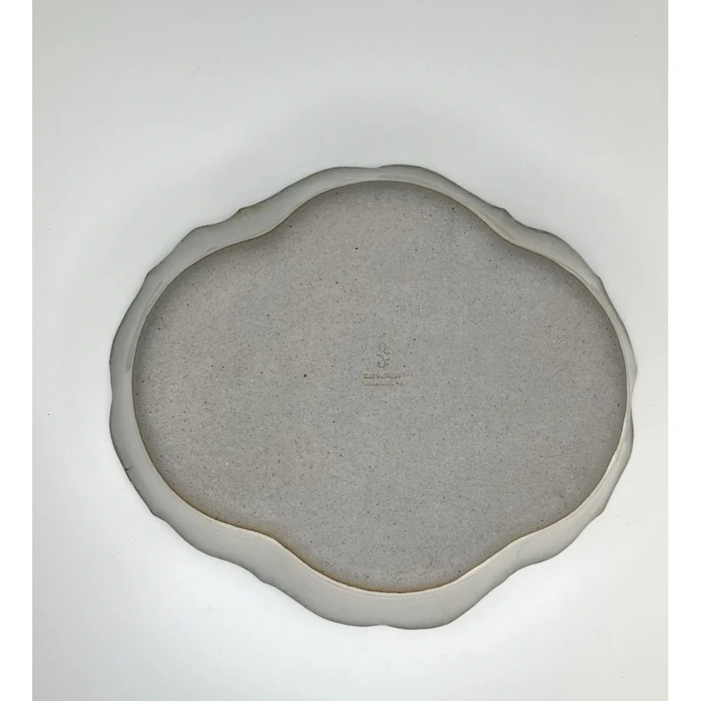 Bay Pottery Scalloped Edge Bowl Tray Platter Oyster Floral‎ Virginia Art Pottery